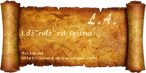 Lénárd Anina névjegykártya